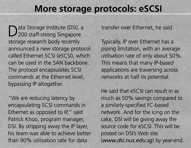 More Storage Protocols: eSCSI <br/> Network Computing Asian Edition, October 2001